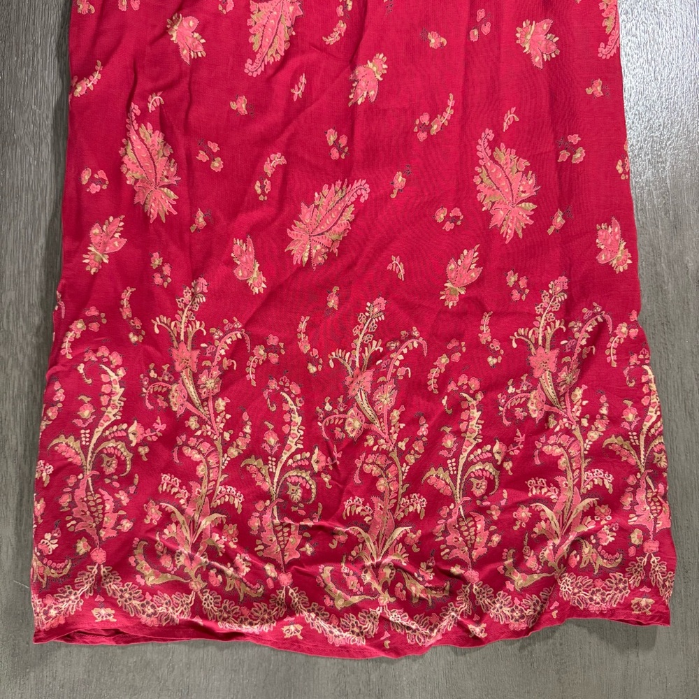 Vintage Eddie Bauer Maroon Floral Midi Dress Petite 6 - Picture 7 of 15